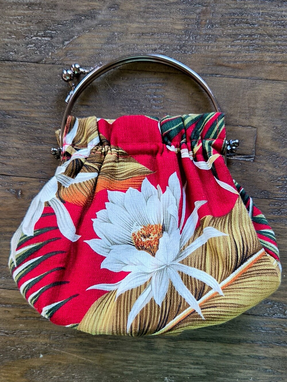 Vintage 1980s aBBa Barkcloth Floral Fabric Women's Handbag